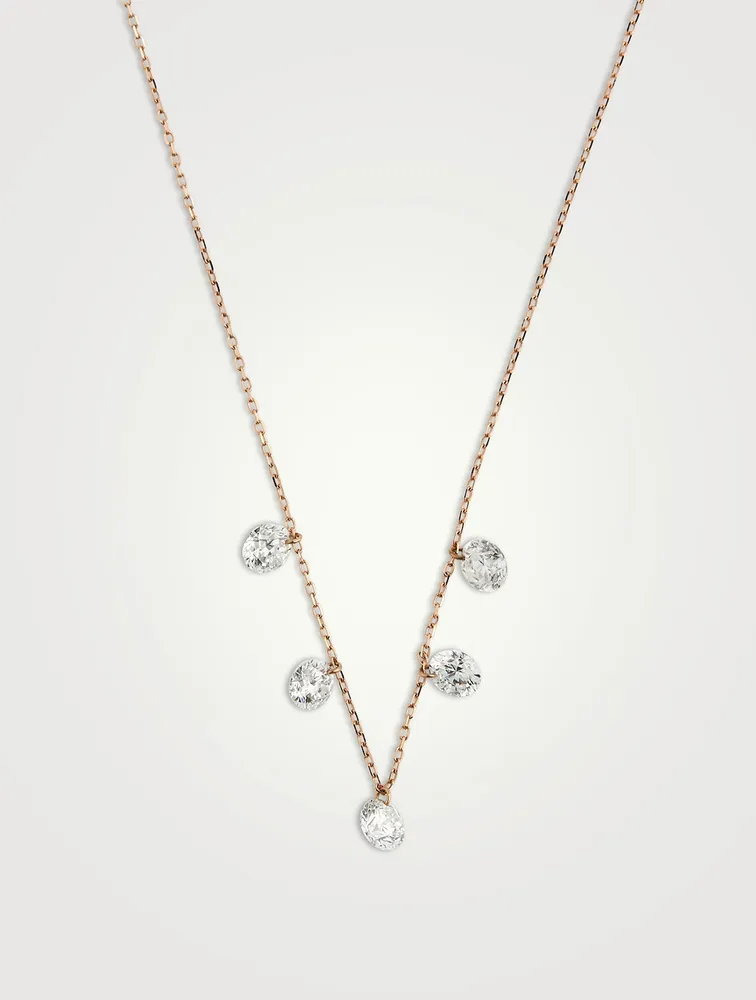 Danaé 18K Rose Gold Necklace Hang Up Necklace With Five Diamonds