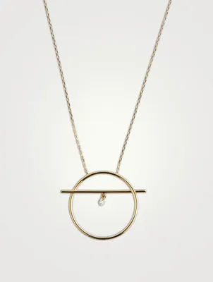 Fibule 18K Gold Circle Bar Necklace With Diamond