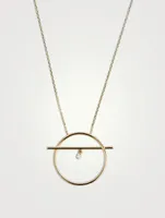 Fibule 18K Gold Circle Bar Necklace With Diamond