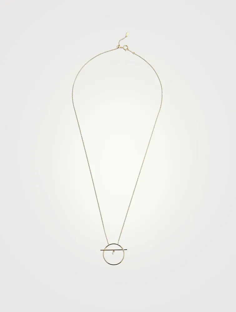 Fibule 18K Gold Circle Bar Necklace With Diamond