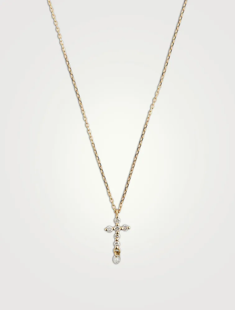 Symbols 18K Gold Cross Necklace With Diamonds