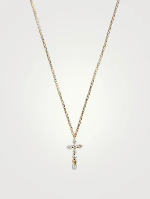 Symbols 18K Gold Cross Necklace With Diamonds