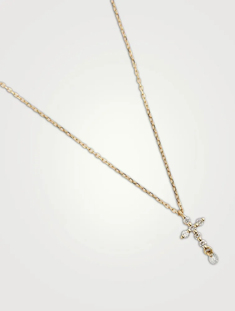 Symbols 18K Gold Cross Necklace With Diamonds