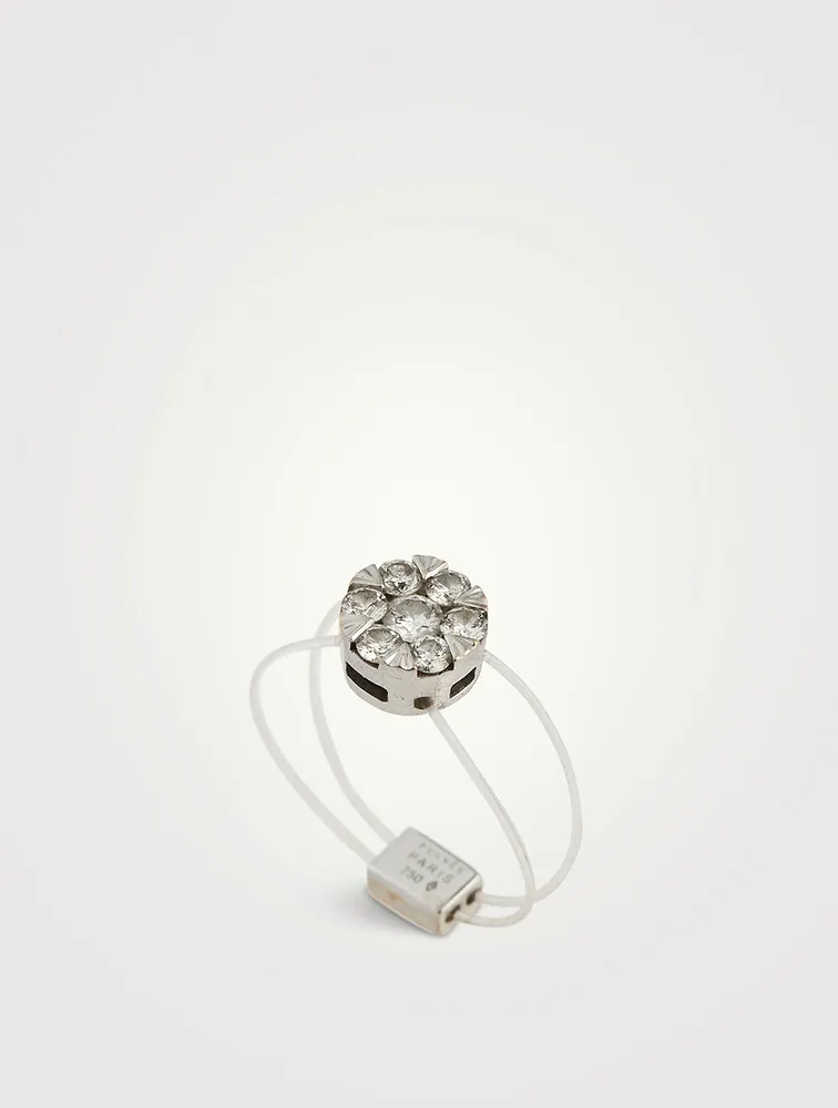 Imagine 18K White Gold Floating Nylon Ring With Diamonds
