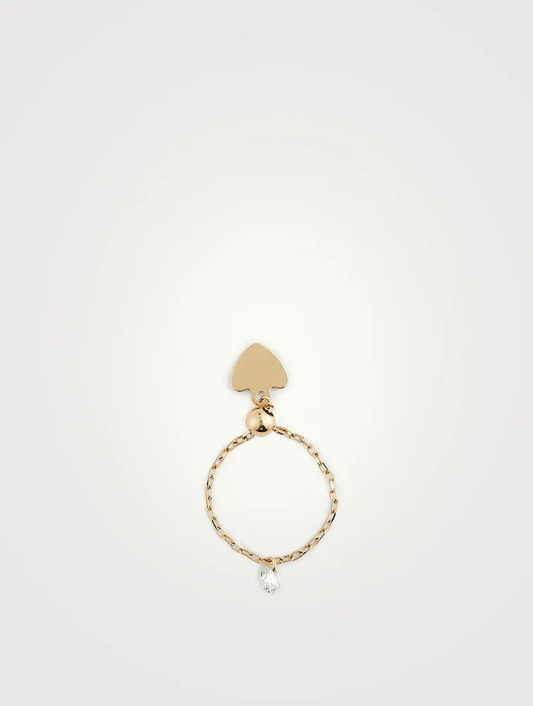 Danaé 18K Gold Chain Ring With Diamond