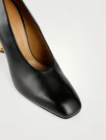 Curved-Heel Leather Pumps