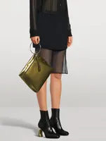 Curved-Heel Leather Ankle Boots