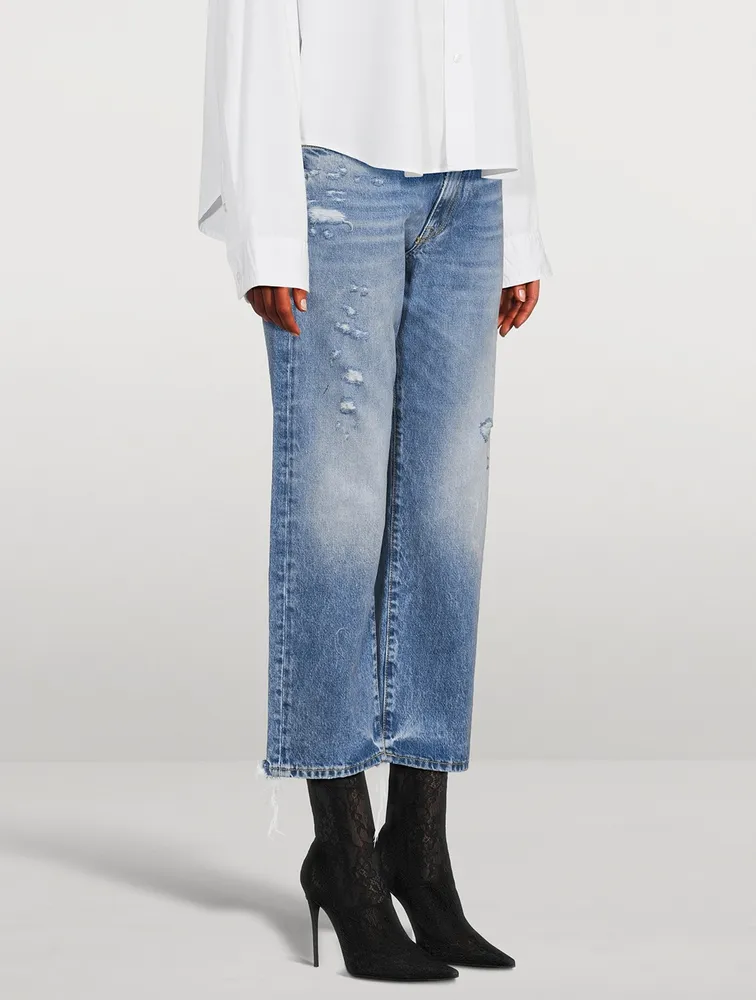 Boyfriend Relaxed-Leg Jeans With Rips