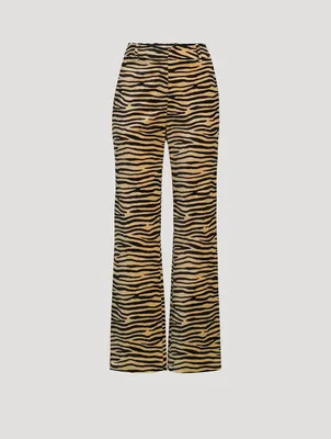Straight-Leg Trousers Tiger Stripe Print