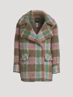 Double-Breasted Coat Plaid Print