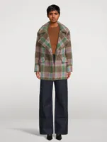 Double-Breasted Coat Plaid Print