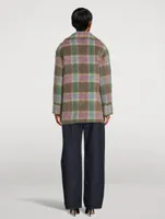 Double-Breasted Coat Plaid Print