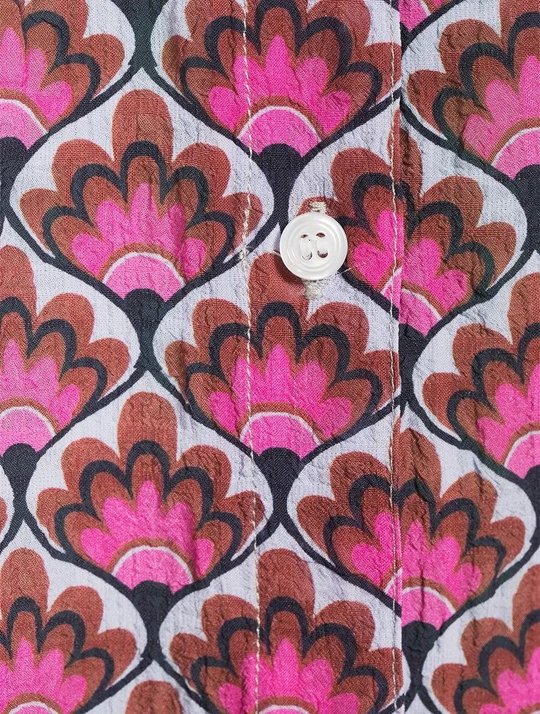 Puff-Sleeve Blouse Tile Print