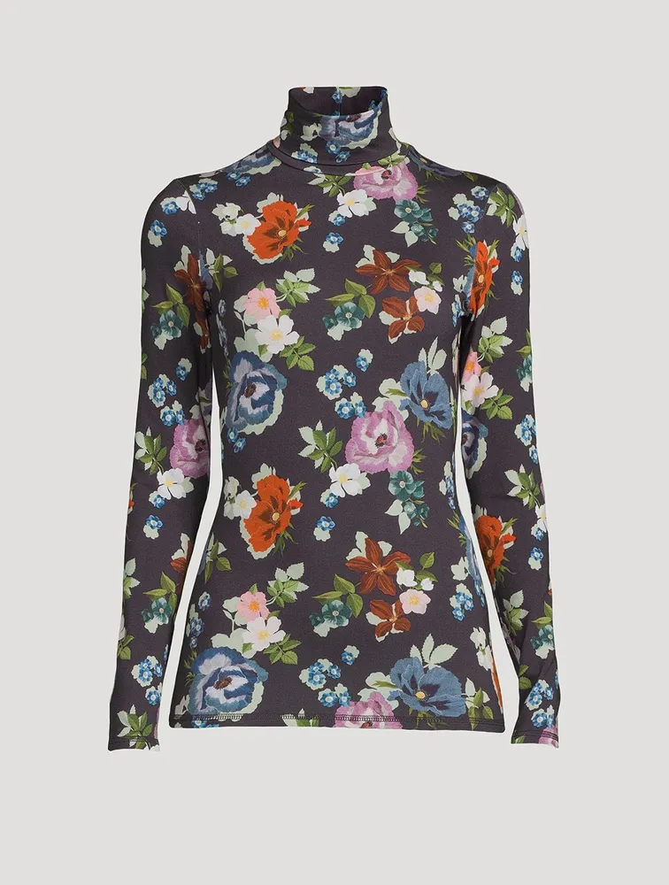 Turtleneck Top Floral Print