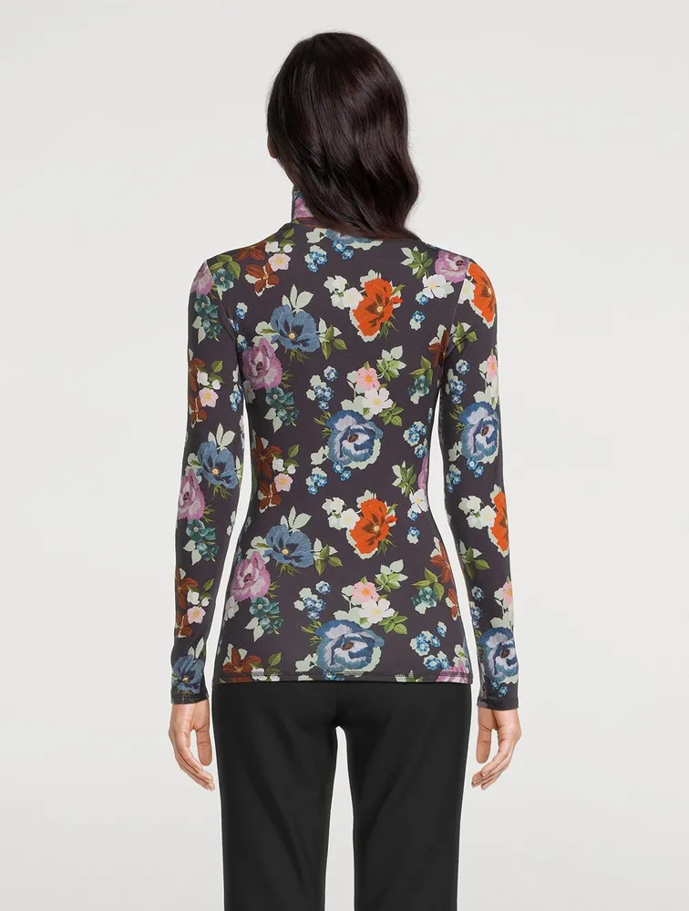 Turtleneck Top Floral Print