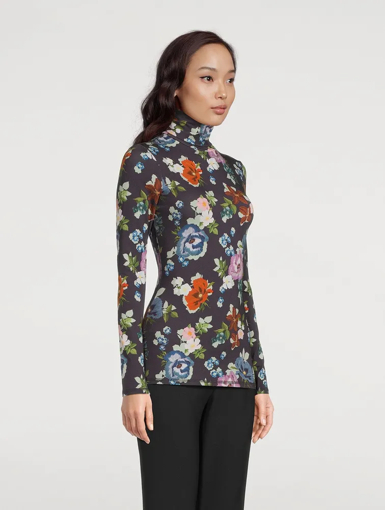 Turtleneck Top Floral Print