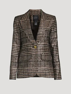 Hutton Metallic Blazer Plaid Print