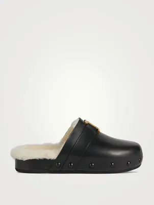 Marcie Shearling-Lined Leather Clogs