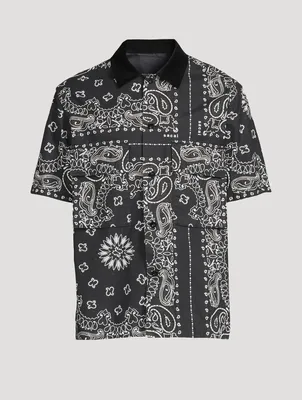 Cotton Short-Sleeve Shirt Bandana Print
