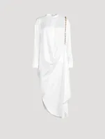 Chain-Trimmed Silk Shirt Dress