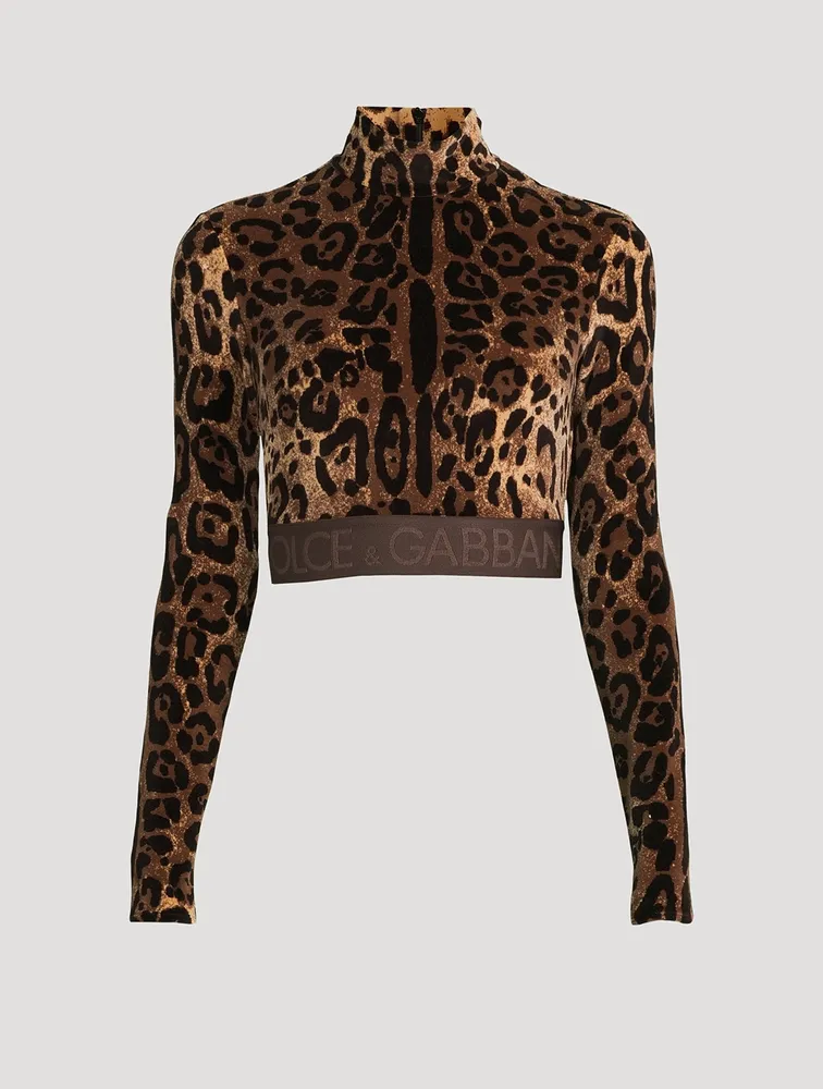 Cropped Turtleneck Leopard Print