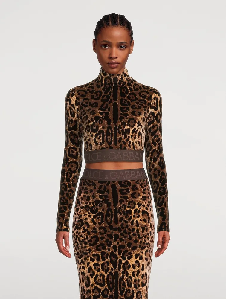 Cropped Turtleneck Leopard Print