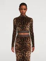 Cropped Turtleneck Leopard Print