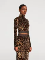 Cropped Turtleneck Leopard Print