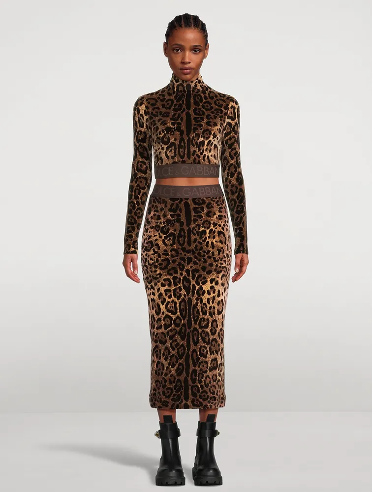 Cropped Turtleneck Leopard Print