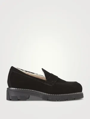 Darcy Shearling-Lined Suede Penny Loafers