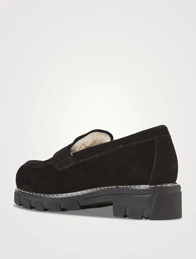 Darcy Shearling-Lined Suede Penny Loafers