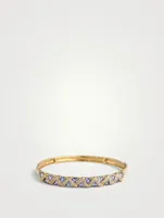 Vintage 14K Gold Bangle Bracelet With Tanzanite And Diamonds