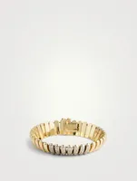 Vintage 14K Gold Straight-Link Bracelet With Diamonds