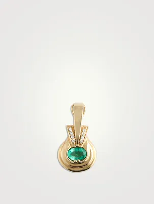 Vintage 14K Gold Emerald And Diamond Pendant
