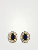 Vintage 18K Gold Sapphire and Diamond Earrings