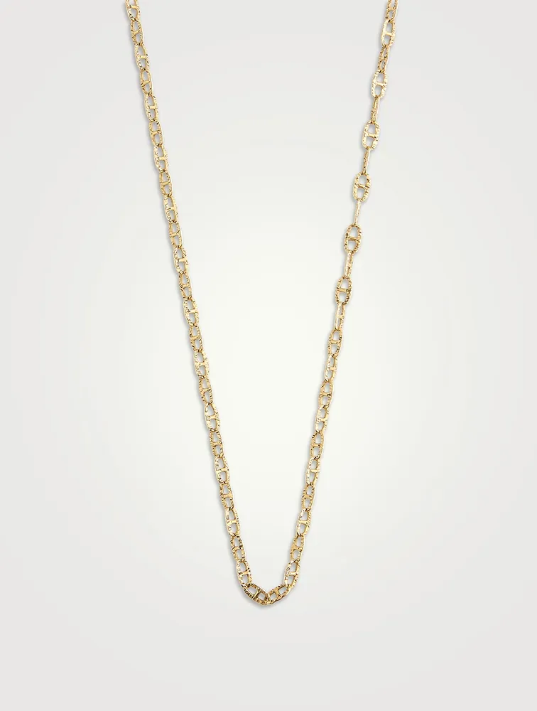 Vintage 18K Unoaerre Textured Mariner Chain Necklace
