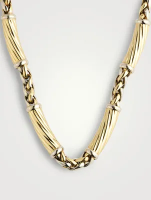 VIntage 18K Two-Tone Gold Twist Bar Necklace