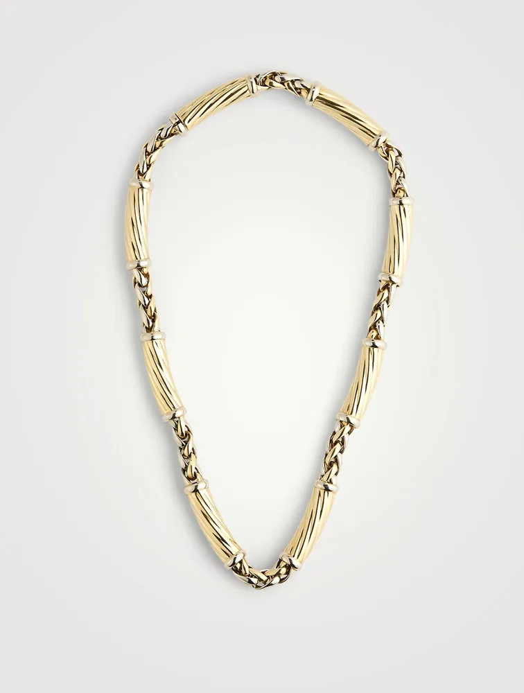 VIntage 18K Two-Tone Gold Twist Bar Necklace