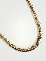 Vintage 18K Tri-Colour Gold Graduated Flat Curb Chain Necklace