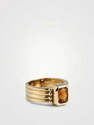 Vintage 18K Gold Faceted Citrine Ring