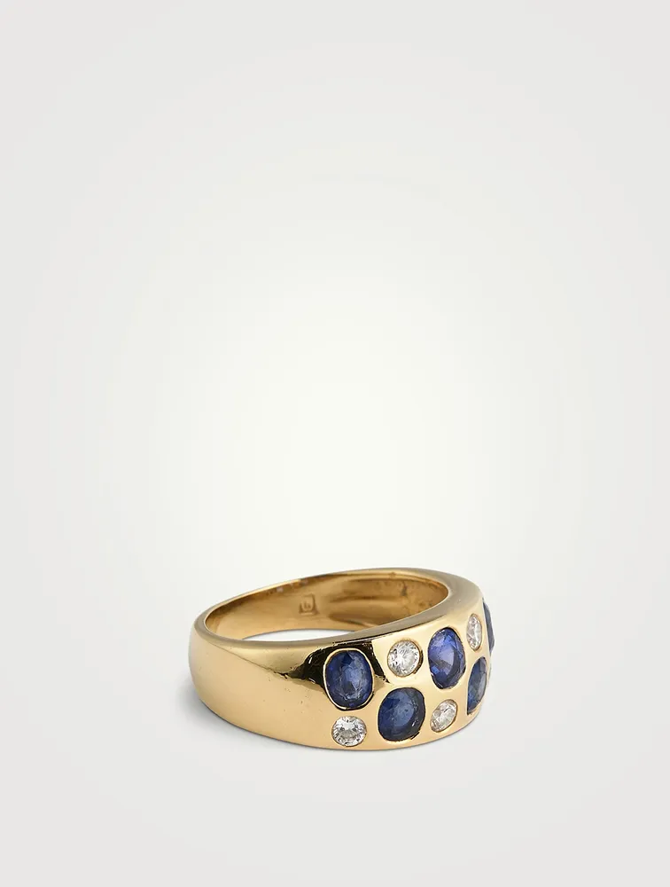 Vintage 18K Gold Sapphire And Diamond Ring