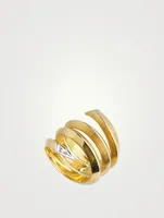 Vintage 18K Gold Spiral Ring With Diamond