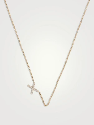 Love Letter 14K Gold X Initial Pavé Diamond Necklace