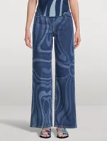 Wide-Leg Jeans Marmo Print