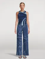 Wide-Leg Jeans Marmo Print