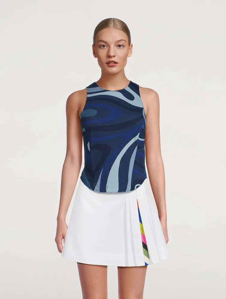 Sleeveless Jersey Top Marmo Print