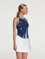 Sleeveless Jersey Top Marmo Print