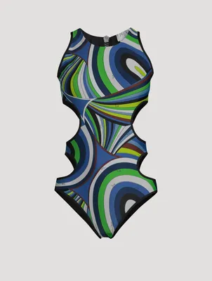 Cut-Out One-Piece Swimsuit Iride Print