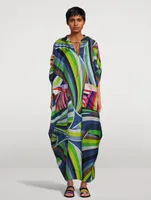 Silk Twill Caftan In Iride Print