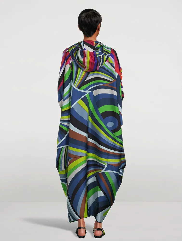 Silk Twill Caftan In Iride Print